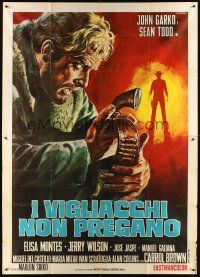5c081 COWARDS DON'T PAY Italian 2p '68 cool spahetti western art of Gianni Garko by Renato Casaro!