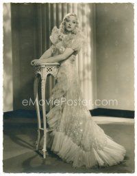 5d003 MARION DAVIES deluxe 10.5x13.5 still '30s full-length in lacy white gown by James Manatt!