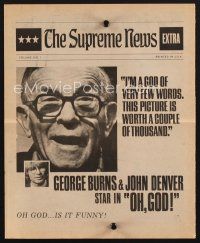 5d036 OH GOD herald '77 directed by Carl Reiner, great super close up of wacky George Burns!