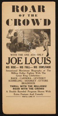 5d038 ROAR OF THE CROWD herald '30s documentary of slugger Joe Louis, boxing!