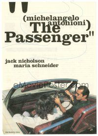 5d546 PASSENGER Japanese 7.25x10.25 R96 Jack Nicholson & Maria Schneider in white convertible!