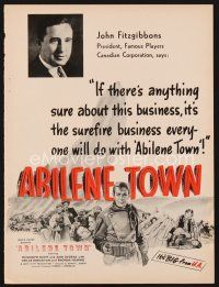 5d207 ABILENE TOWN Boxoffice magazine ad '46 Randolph Scott in cowboy western action!