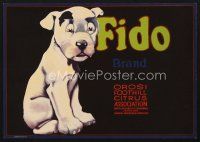 5d202 FIDO BRAND orange crate label '30s cute art of puppy dog!
