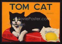 5d204 TOM CAT BRAND lemon crate label '30s great art of lazy feline & Sunkist lemon!