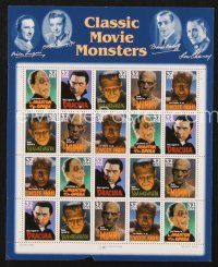 5d171 UNIVERSAL CLASSIC MOVIE MONSTERS postage stamp sheet '96 Frankenstein, Dracula & The Mummy!