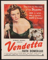 5d218 VENDETTA magazine ad '50 Howard Hughes, art of sexy bad girl Faith Domergue holding knife!