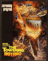 5d119 TOWERING INFERNO program '74 Steve McQueen, Paul Newman, art by John Berkey!