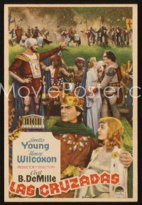 5d331 CRUSADES Spanish herald '35 Cecil B DeMille, Loretta Young, cool image of top cast!