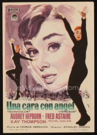 5d332 FUNNY FACE Spanish herald '57 art of Audrey Hepburn close up & full-length!