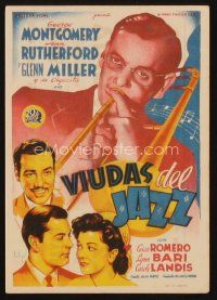 5d338 ORCHESTRA WIVES Spanish herald '42 great close up of Glenn Miller playing trombone!