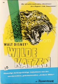 5d355 JUNGLE CAT yellow style German pressbook '60 Disney, art of jaguar, savage lord of the Amazon!