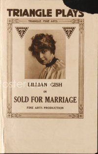 5d045 SOLD FOR MARRIAGE herald '16 Russian Lillian Gish's uncle sells her into marriage, silent!
