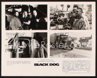 5d675 BLACK DOG presskit '98 fiery action image of Patrick Swayze as truck driver w/big rigs!