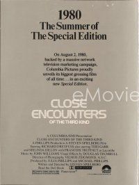 5d263 CLOSE ENCOUNTERS OF THE THIRD KIND S.E. promo brochure '80 Spielberg's classic w/new scenes!