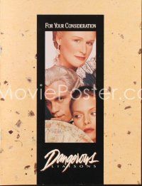 5d265 DANGEROUS LIAISONS promo brochure '88 Glenn Close, John Malkovich, sexy Michelle Pfeiffer!