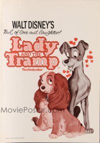 5d387 LADY & THE TRAMP English promo brochure R60s Walt Disney romantic canine dog classic cartoon!
