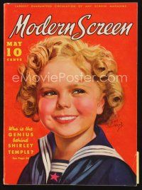 5e099 MODERN SCREEN magazine May 1936 great art portrait of cute Shirley Temple by Earl Christy!