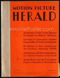 5e055 MOTION PICTURE HERALD exhibitor magazine Feb 14, 1942 Disney wants Feds to pay for cartoon!