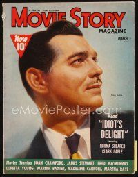 5e086 MOVIE STORY magazine March 1939 portrait of Clark Gable starring in Idiot's Delight!