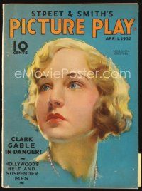 5e065 PICTURE PLAY magazine April 1932 artwork portrait of pretty Madge Evans by Modest Stein!