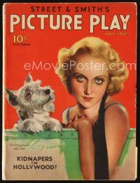 5e068 PICTURE PLAY magazine July 1932 great art of sexy Carole Lombard & her dog by Modest Stein!