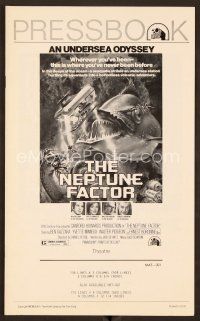 5e371 NEPTUNE FACTOR pressbook '73 great sci-fi art of giant fish & sea monster by John Berkey!
