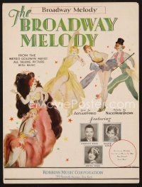 5e255 BROADWAY MELODY sheet music '29 wonderful art of sexy dancers, the title song!