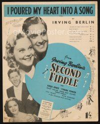 5e283 SECOND FIDDLE English sheet music '39 Henie, Tyrone Power, I Poured My Heart Into a Song!
