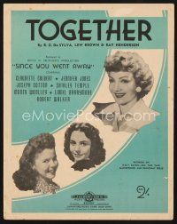 5e284 SINCE YOU WENT AWAY English sheet music '44 Claudette Colbert, Shirley Temple, Together!