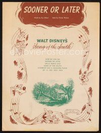 5e286 SONG OF THE SOUTH sheet music '46 Walt Disney cartoon, Sooner or Later!