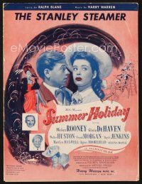 5e289 SUMMER HOLIDAY sheet music '47 Mickey Rooney, Gloria DeHaven, The Stanley Steamer!