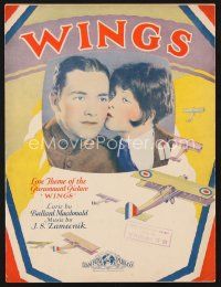 5e305 WINGS sheet music '27 William Wellman Best Picture, Clara Bow & Buddy Rogers, the title song!