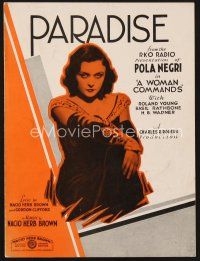 5e307 WOMAN COMMANDS sheet music '32 great image of sexy Pola Negri, Paradise!