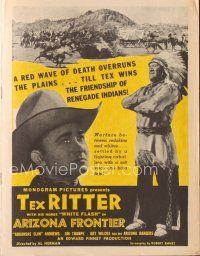 5e313 ARIZONA FRONTIER pressbook '40 Tex Ritter wins the friendship of renegade Indians!