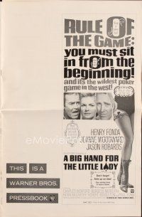 5e316 BIG HAND FOR THE LITTLE LADY pressbook '66 Henry Fonda, Joanne Woodward, wildest poker game!