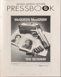5e336 GETAWAY pressbook '72 Steve McQueen, Ali McGraw, Sam Peckinpah, cool gun & passports images!