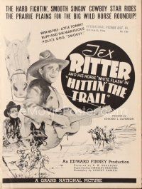 5e343 HITTIN' THE TRAIL pressbook '37 Tex Ritter & White Flash, Tommy Bupp & his Police Dog Smokey!