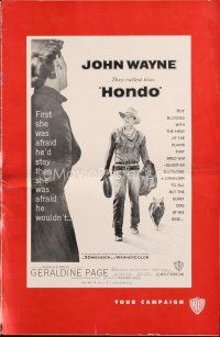 5e344 HONDO pressbook '53 3-D John Wayne was a stranger to all but the surly dog at his side!
