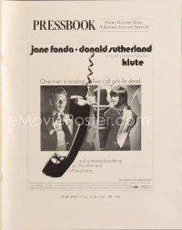 5e352 KLUTE pressbook '71 Donald Sutherland helps intended murder victim & call girl Jane Fonda!