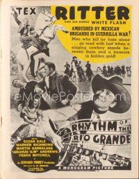 5e379 RHYTHM OF THE RIO GRANDE pressbook '40 Tex Ritter & White Flash ambushed by Mexican brigands!