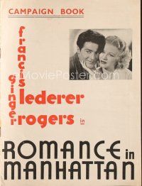 5e383 ROMANCE IN MANHATTAN English pressbook '35 Ginger Rogers loves illegal alien Lederer!