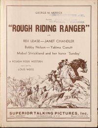 5e385 ROUGH RIDING RANGER pressbook '35 Texas Ranger Rex Lease, cool different art!