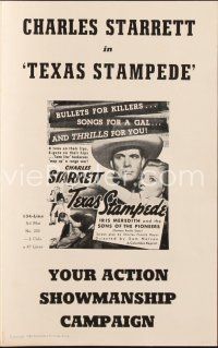 5e402 TEXAS STAMPEDE pressbook R52 Charles Starrett is a cowpunchin' hombre without fear!