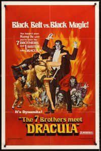 5f175 7 BROTHERS MEET DRACULA 1sh '79 The Legend of the 7 Golden Vampires, different art!