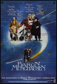 5f179 ADVENTURES OF BARON MUNCHAUSEN teaser 1sh '88 directed by Terry Gilliam, great artwork!