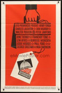 5f183 ADVISE & CONSENT 1sh '62 Otto Preminger, classic Saul Bass Washington Capitol artwork!