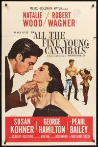 5f188 ALL THE FINE YOUNG CANNIBALS 1sh '60 art of Robert Wagner about to kiss sexy Natalie Wood!