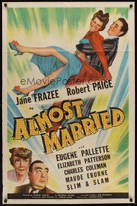 5f190 ALMOST MARRIED 1sh '42 romantic art of Jane Frazee & Robert Paige, Eugene Pallette!