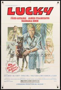 5f192 AMAZING DOBERMANS 1sh R78 Fred Astaire, sexy Barbara Eden, Lucky!