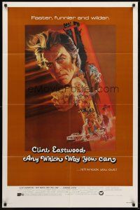5f033 ANY WHICH WAY YOU CAN int'l 1sh '80 cool artwork of Clint Eastwood & Clyde by Bob Peak!